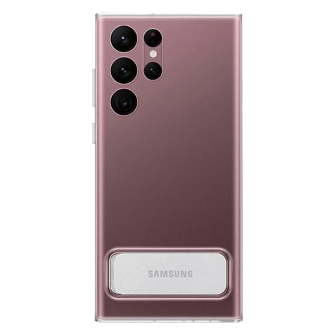 Samsung Galaxy S22 Ultra permatomas dėklas su kojele