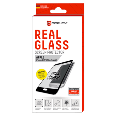 Apple iPhone 6 Plus/6S Plus/7 Plus/8 Plus aizsargstikliņš (Displex Real Glass 3D Black) | Bite