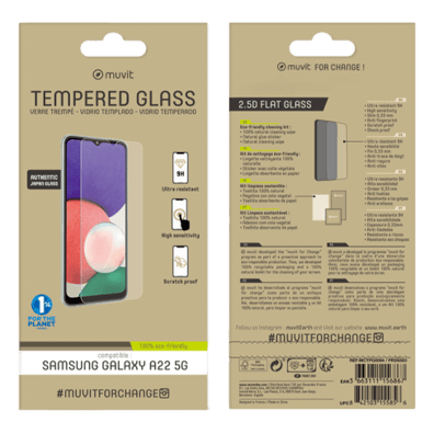 Samsung Galaxy A22 5G Tempered 2.5D Screen Glass By Muvit | BITĖ