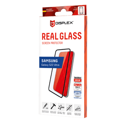 Samsung Galaxy S22 Ultra Full Cover Real 3D Glass By Displex Black | BITĖ